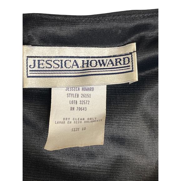 VTG Jessica Howard Black Floral Short Sleeve Floor Length Dress Women's Size 10 - Picture 5 of 6